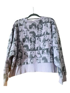 Taylor Swift Eras Tour Sweatshirt Collage Graphic Crewneck Lavender Size L